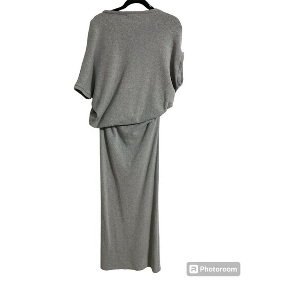 KEDZIOREK Maxi Dress Ribbed Minimalistic Lagenlook Grey size 40 (US 8) - Picture 3 of 10